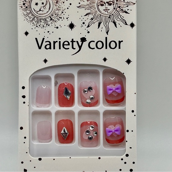 Variety Color Press-On Nail Set Pink and Purple - Picture 1 of 3